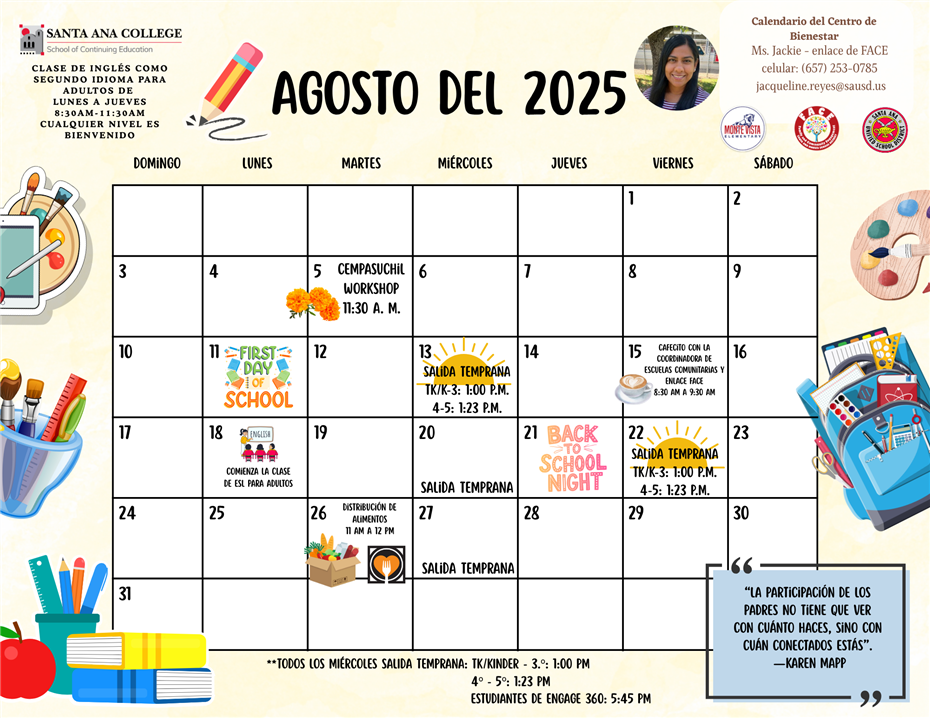 FACE May Calendar